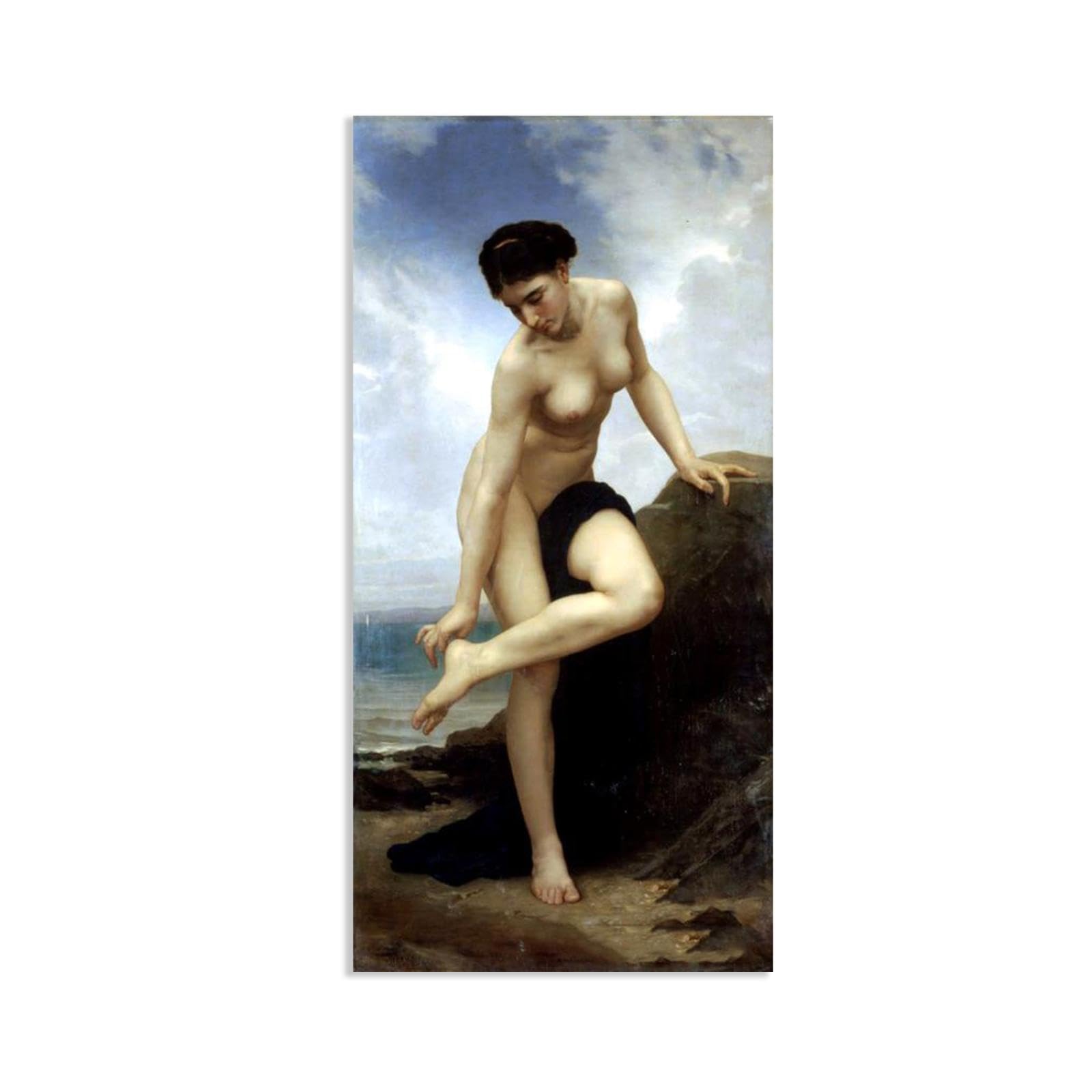 RXNHGJDS William-Adolphe Bouguereau Wall Art After the Bath Famous Paintings Prints Classic Portrait Canvas Art Wall Decor for Living Room Bedroom Bathroom Home Decor 160x80cm frameless