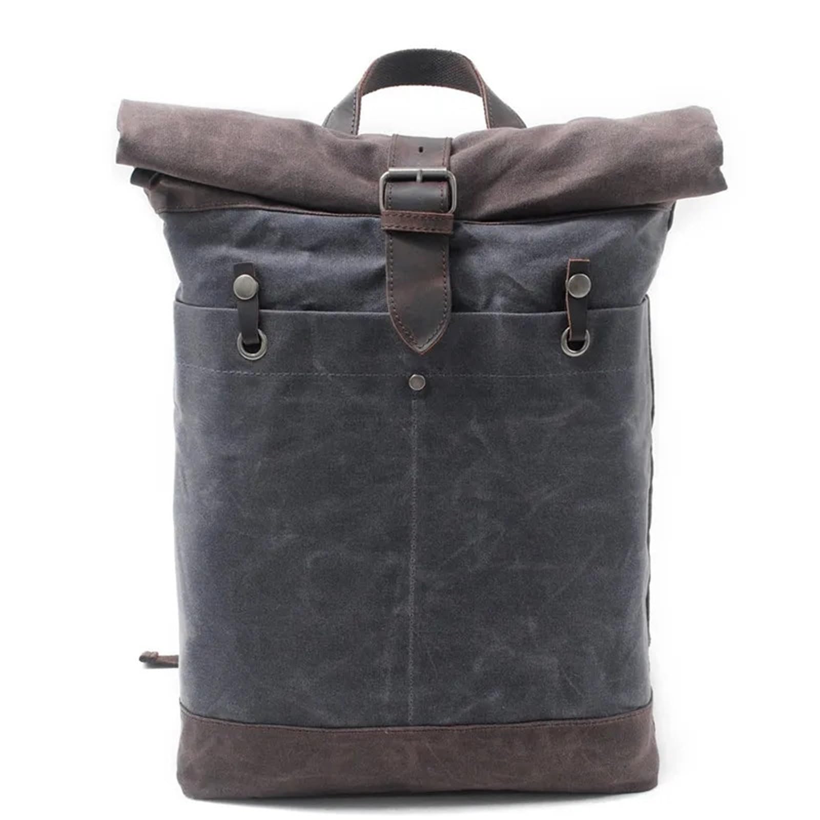 Mochila de lona for hombre, mochila viaje enrollable, impermeable for estudiantes universitarios, for ordenador portátil para Mochila Enrollable(Khaki)