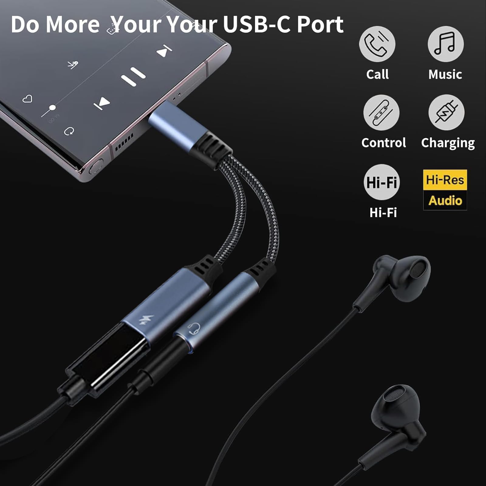 LOKUKA Adattatore USB C per cuffie e microfono, 2 in 1 USB C a doppio
