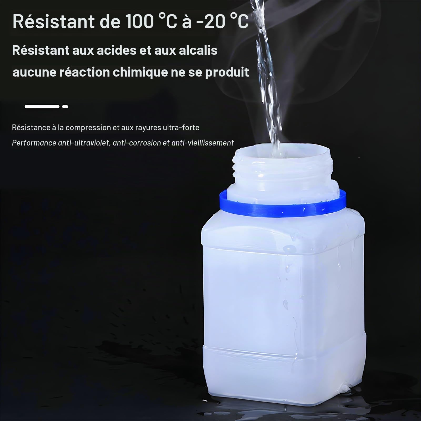6X250ml Flacons à Col Large, Bouchon à Vis, Flacon de Laboratoire en Plastique HDPE (Blanc)