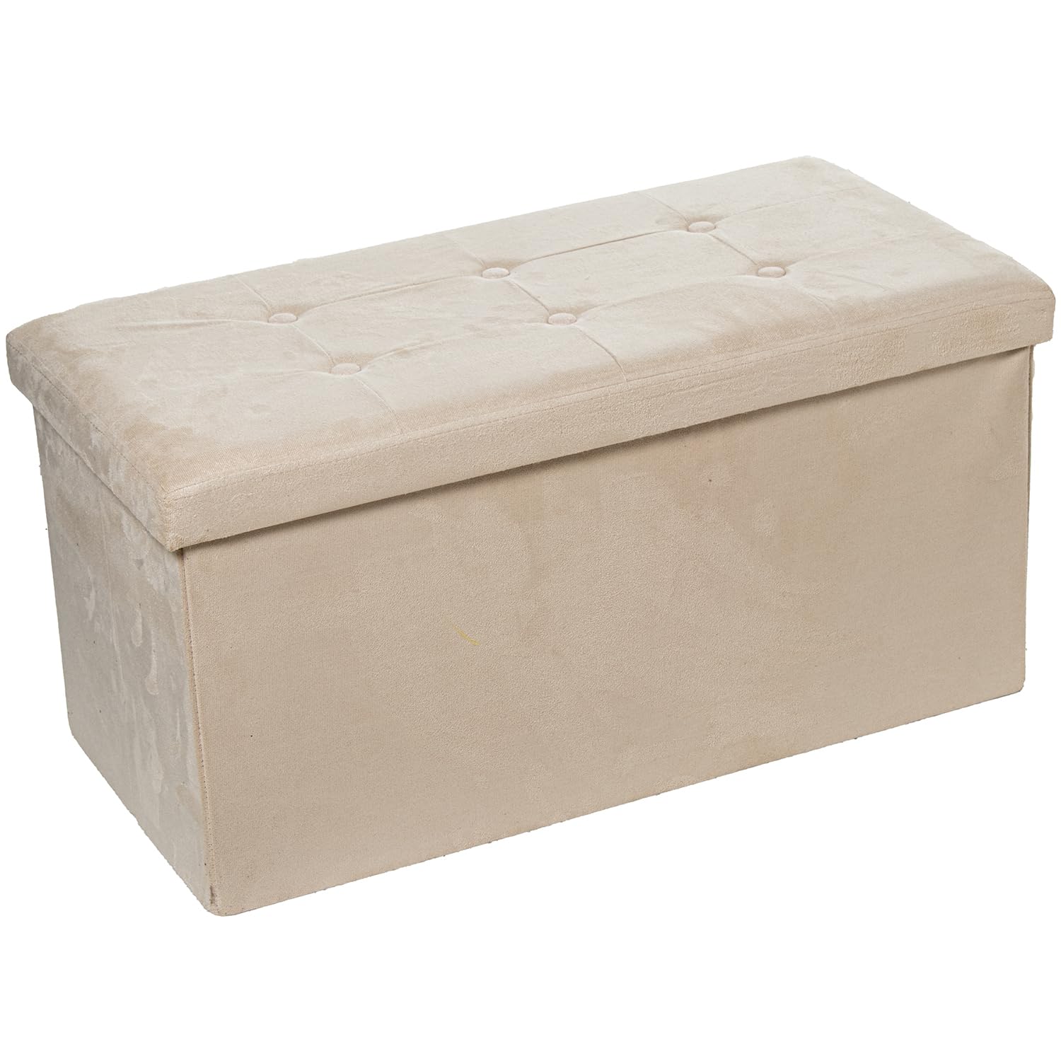 Pouf pliable beige pour cacher le désordre et ranger le salon G Amuza