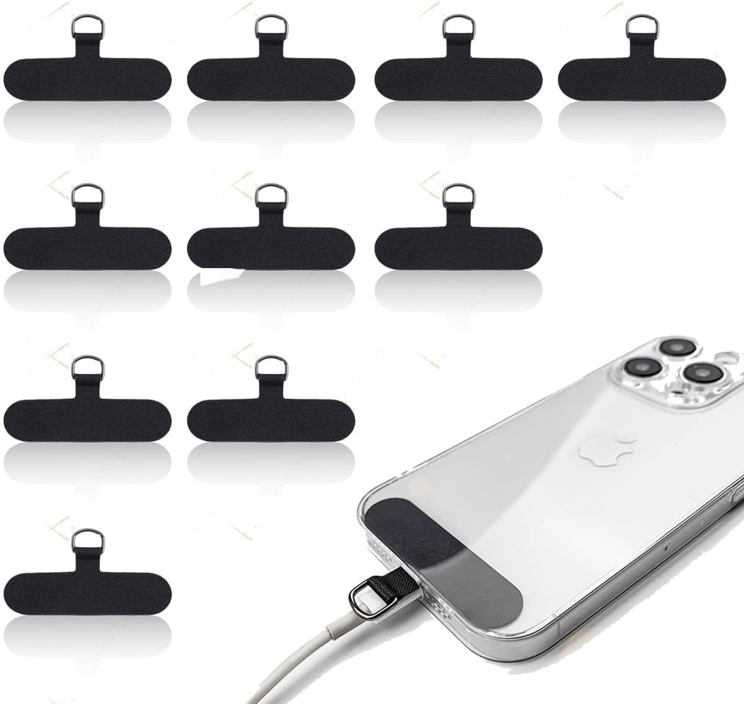 1x Patches de Cadena para TeléFono MóVil, Parche Universal para Teléfono Celular, Teléfono Parche de Cordón para Teléfono, Adapta a Todas las Colgante para Movil, Accesorio Antipérdida, Negro