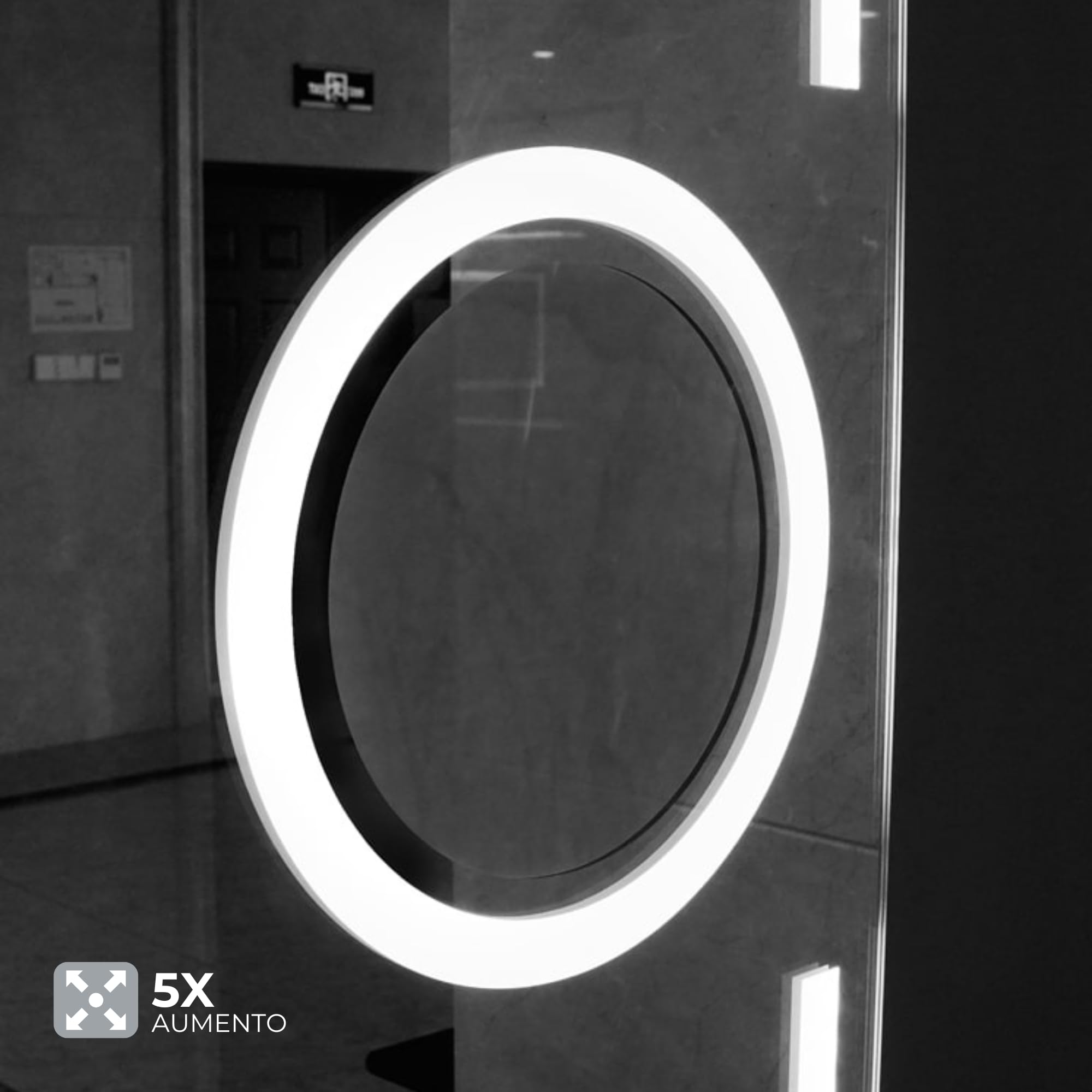 NOLUXA LEDIMEX - Espejo Baño 90x80cm con Luz LED, Antivaho y x3 de Aumento | Espejo Inteligente con Luz Frontal Tri-LED (Cálida, Neutra y Fría), Regulador de Intensidad y Sensor ON/Off | Serie Malta