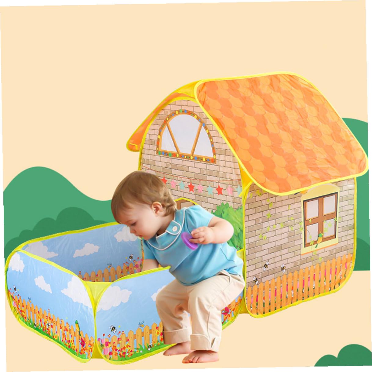 Alasum Tienda de Juegos para Niños Portátil Estructura de Alambre de Acero y Tela de Poliéster, Fácil Instalación y Bolsa de Transporte para Uso Interior y Exterior
