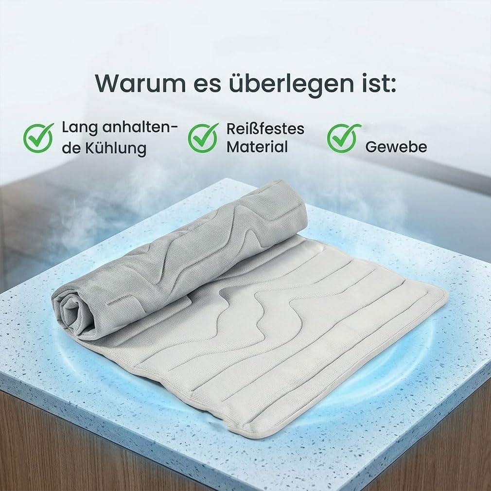 Generisch PfotenChill Kühlmatte Hund Waschbar - Physische Eisseide Hundedecke für Sommer, Auto & Körbe | Softes Kühlpad Ohne Gel | Leichte Atmungsaktive Hundekissen Sommerdecke (L,Hellgrün)