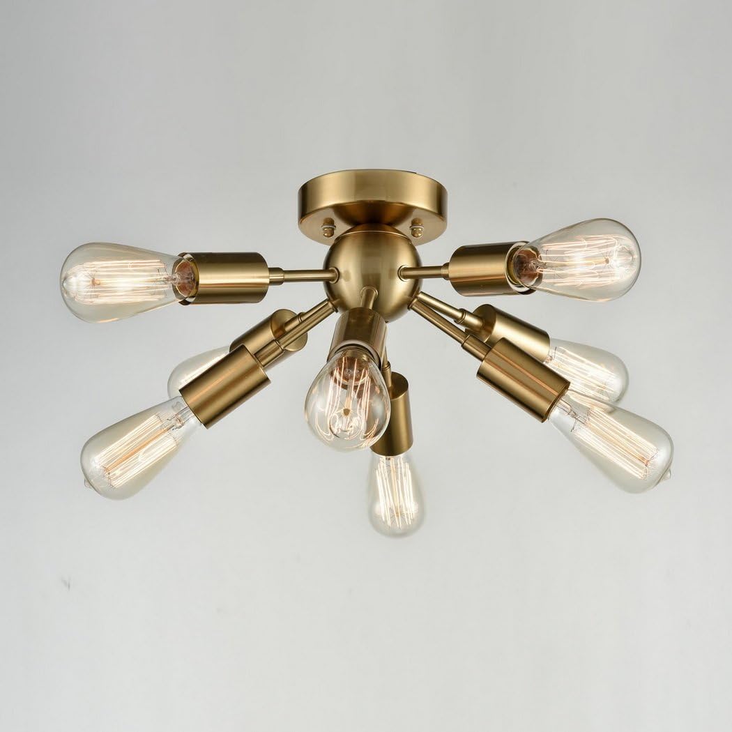 Flash Deals - 80% OFF CLAXY Ecopower Antique Brass Sputnik Chandelier with 8 Socket Flush Mount Ceiling Light