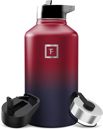 Miniatura 67 de IRON °FLASK Frasco de hidratación para acampar y senderismo con boquilla, botella de agua deportiva de acero inoxidable aislada de boca ancha, Aurora