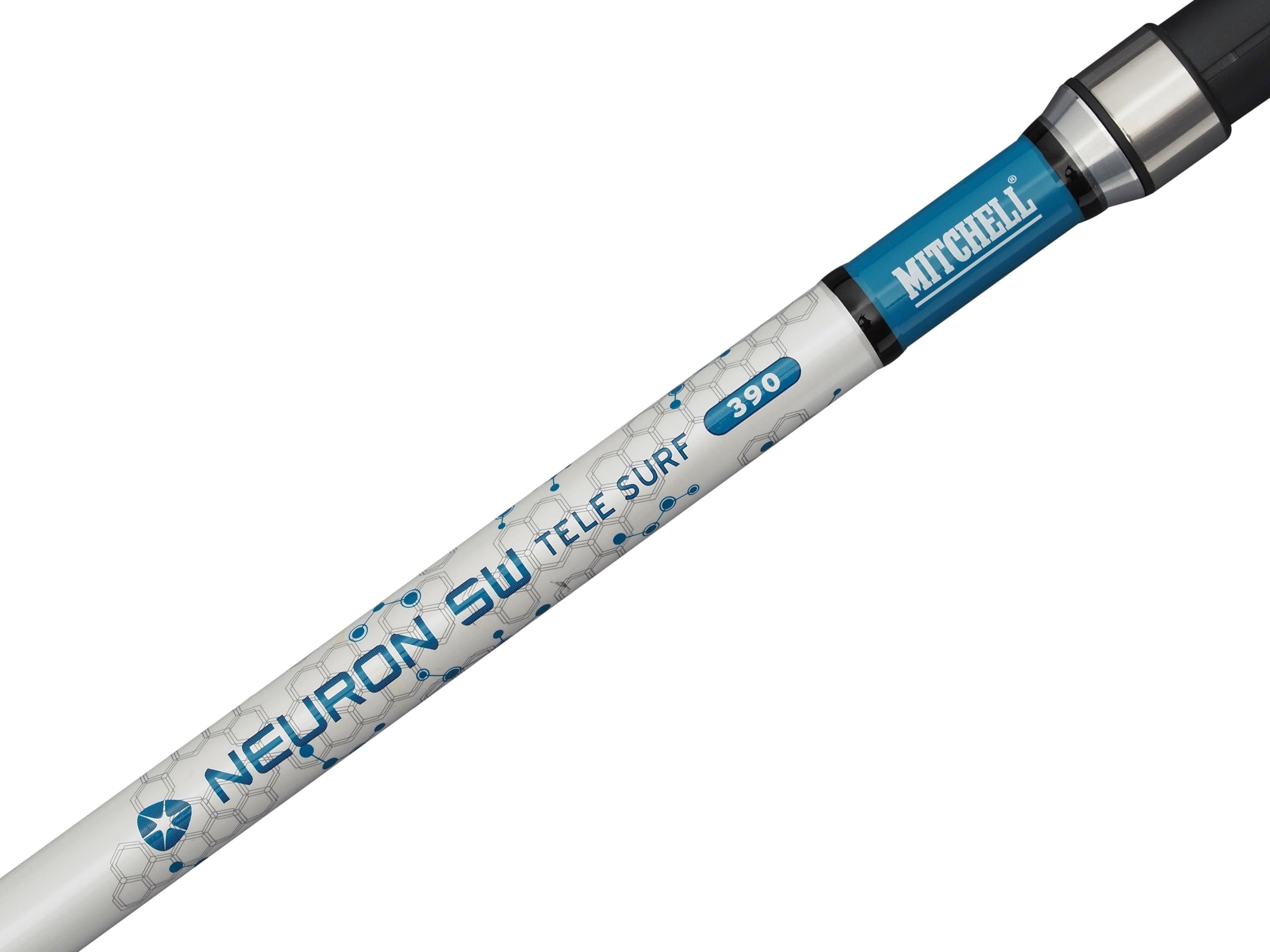 Mitchell Neuron SW II Ensemble Canne et Moulinet Tele Surf | Ensemble de pêche télescopique en Eau salée | Moulinet 1+1 roulement | Corps en Graphite | Pré-bobiné | 6000 | 3,90 m | 80-150 g
