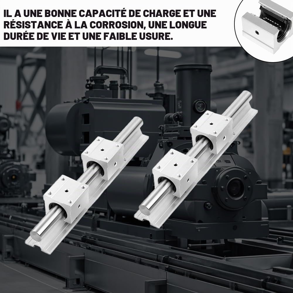 4 Pièces Bloc Linéaire de Glissière à Roulement SBR12UU Roulement à Billes Linéaire Bloc Coulissant en Aluminium pour CNC, Imprimante 3D et Machine de Gravure