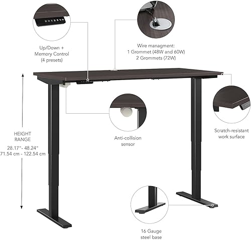 Miniatura 3 de Bush Business Furniture Move 40 - Escritorio eléctrico de altura ajustable con base negra, mesa ergonómica para computadora para el hogar y la