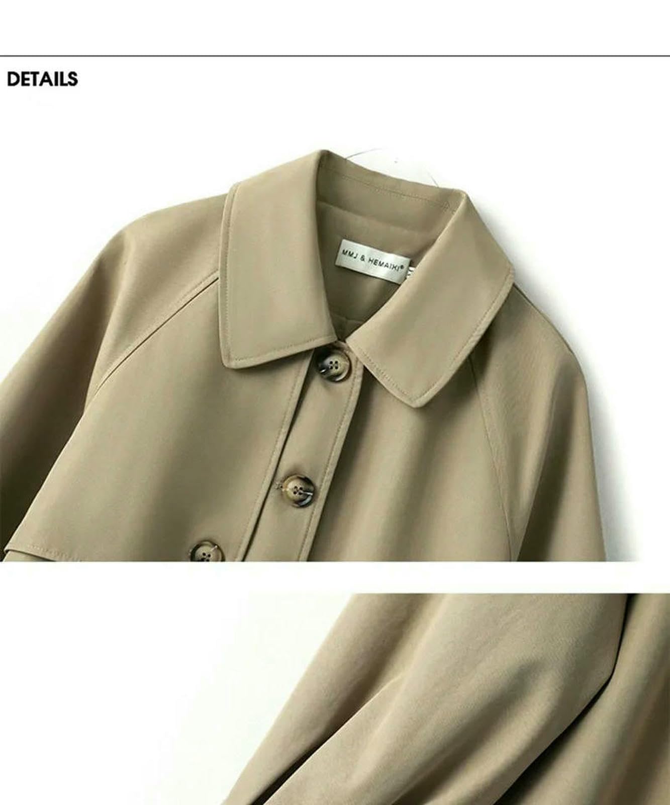 Abbigliamento Donna Trench Women Khaki Casualmente Capo Sciolte Corea Elegante Giacca da Donna Autunnale A metà Lunghezza-Verde-m