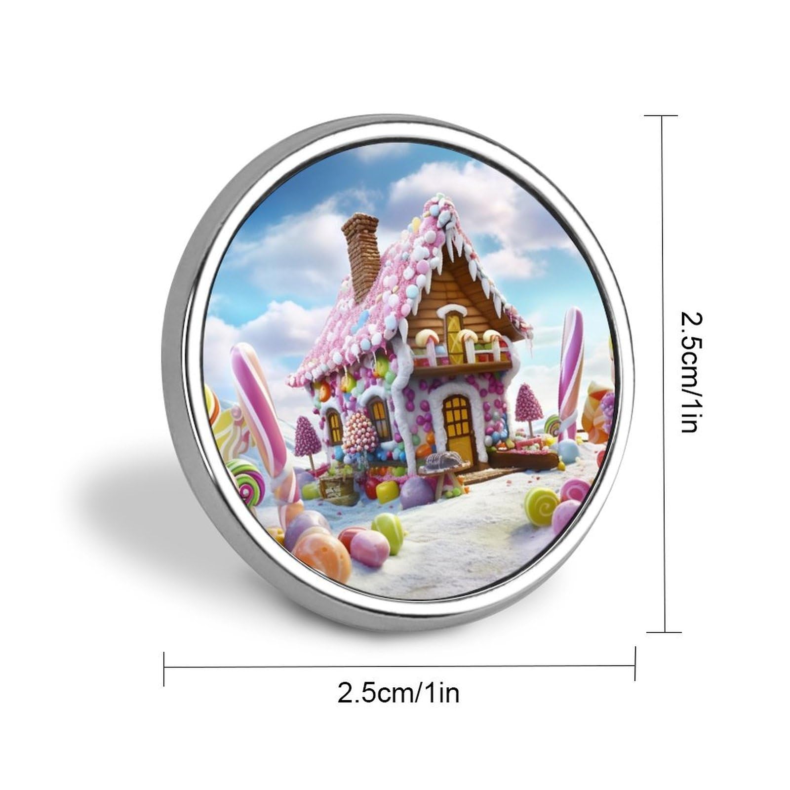 Aluminium Alloy Round Badge Brooch Pins for Men Candy House Brooches Elegant Pin for Women Fashion Button Badges Brooch Badge for Hats Jackets Shirts