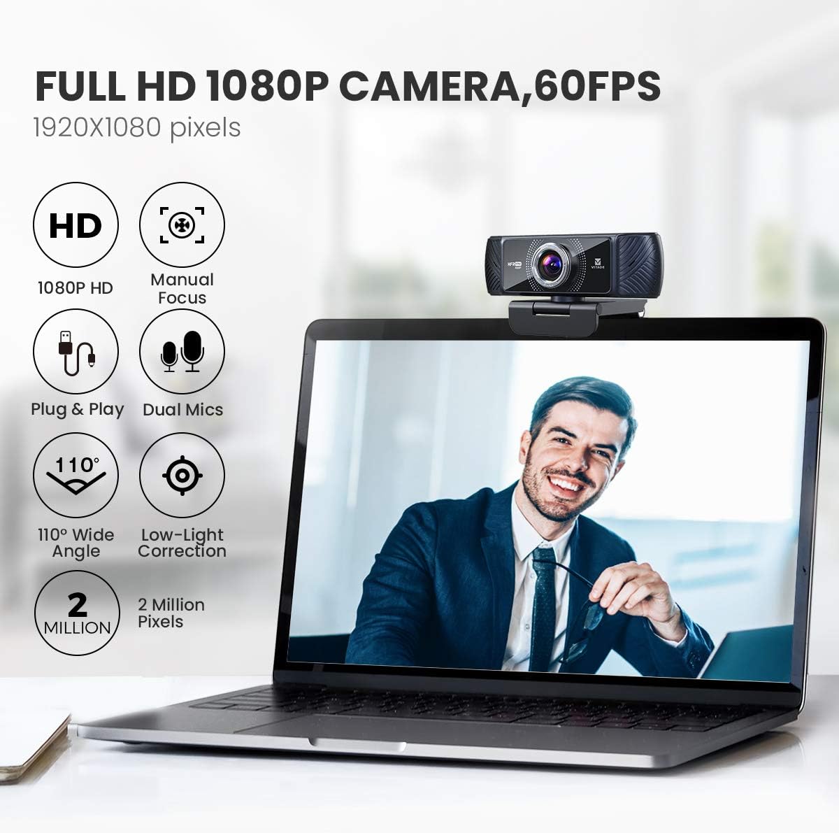 Amаzоn Crаzу 🔥 Dеаlѕ Webcam 1080P 60fps with Microphone for Streaming, Vitade 682H Pro HD USB Computer Web Camera Video Cam for Gaming Conferencing Mac Windows Desktop PC Laptop Xbox Skype OBS Twitch YouTube Xsplit