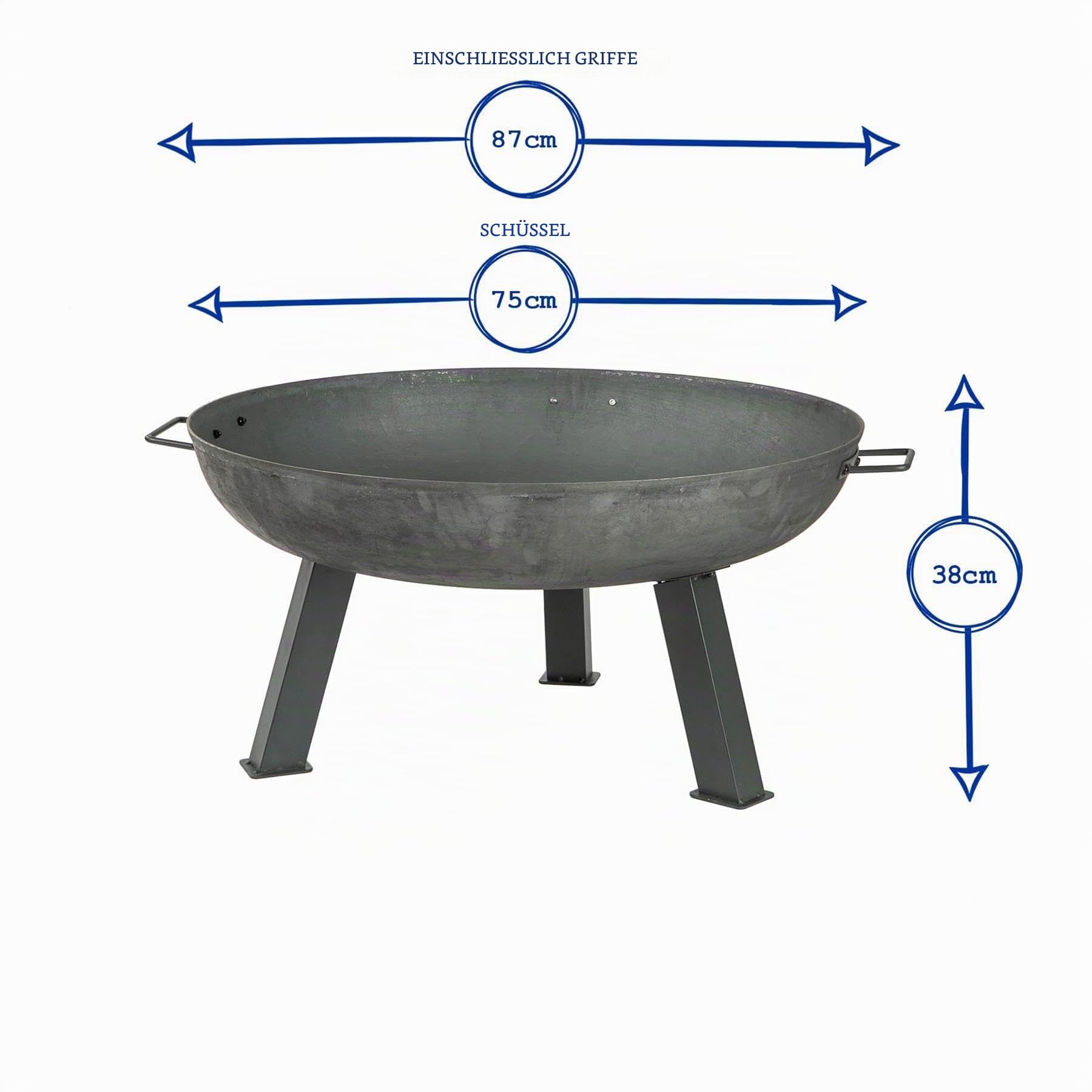Harbour Housewares 75 cm große Feuerstelle aus Gusseisen - Outdoor-Gartenfeuerschale Frazier Garten-Terrassenheizofen für Holzscheite, Holzkohleverbrennung, Grill, Camping-Feuerstelle