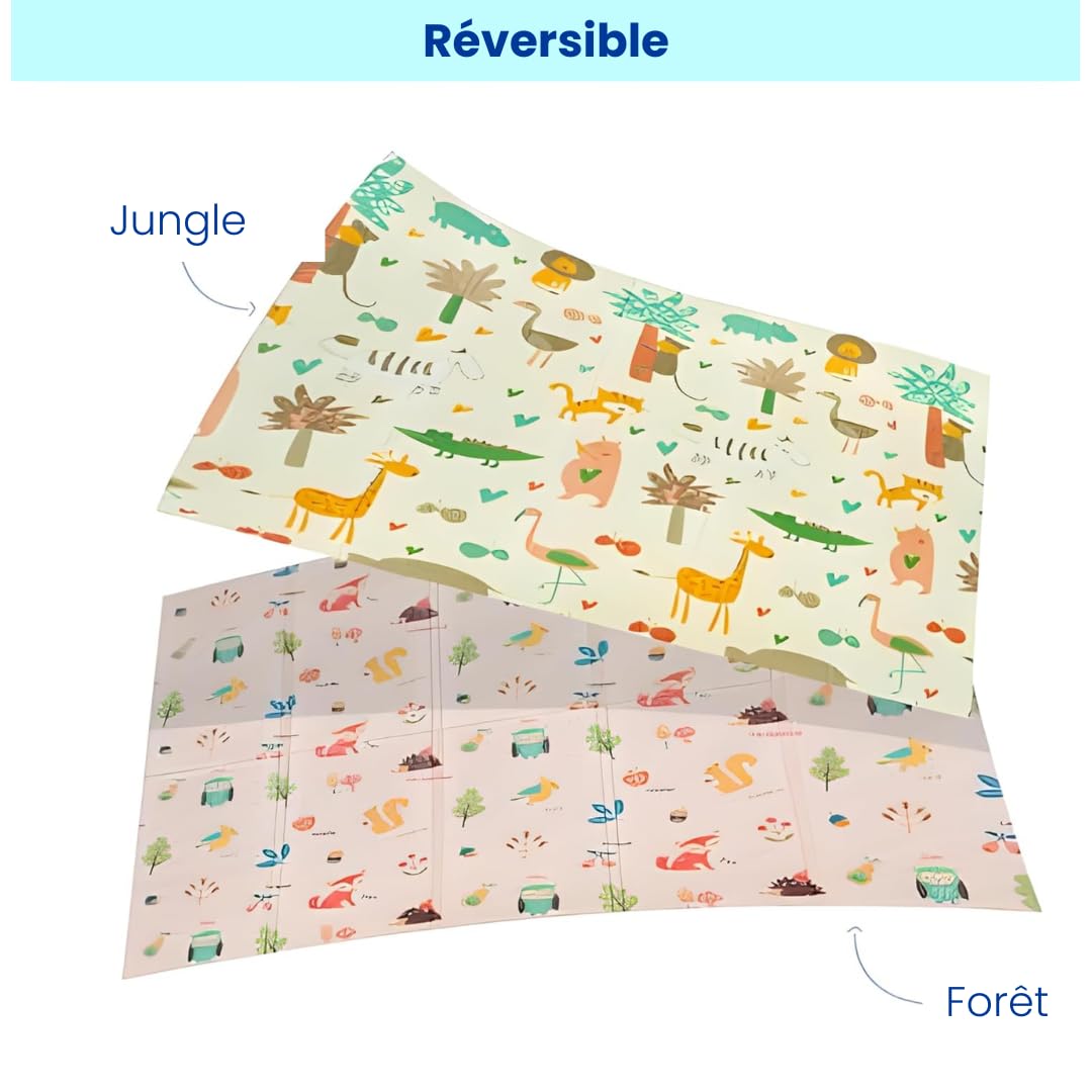 Edibaby, Tapis Eveil Bebe, 180 x 150 cm, Épaisseur 1 cm, Design Enfant, Tapis de Jeu Rembourré en XPE, Réversible et Pliable, Tapis Activités pour Chambre (Native | 180x150 | 1cm)