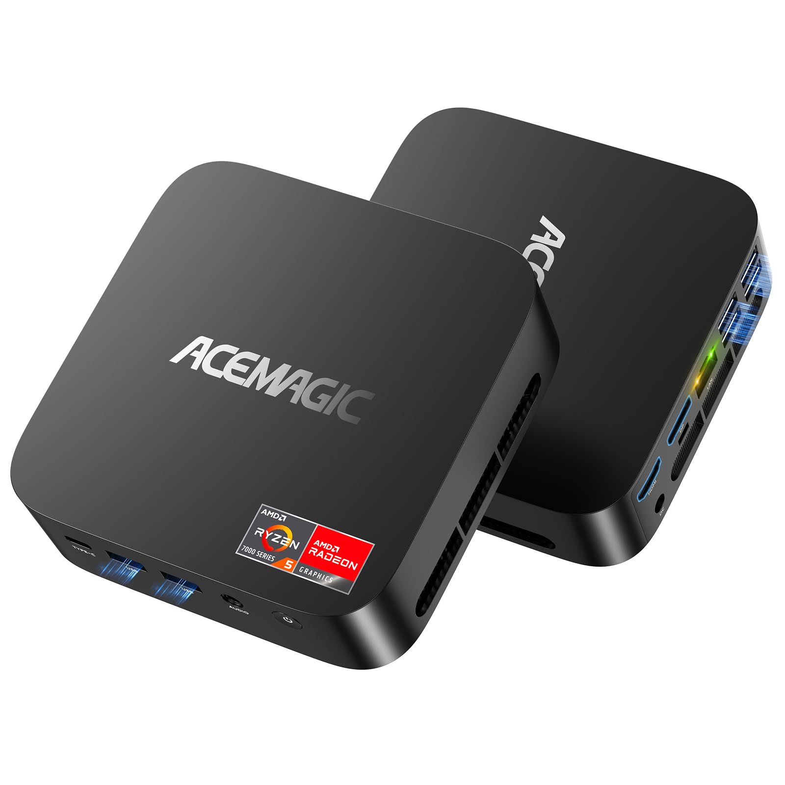 ACEMAGICIAN K1 Mini PC,AMD Ryzen 5 7430U (6C/12T),16GB LPDDR4 512GB M.2 SSD | Micro PC mit Windows 11 Pro | 4K Triple Display | Type-C | Dual Ethernet | WiFi 6 | BT 5.2 für Programmierung/Büro/Bildung