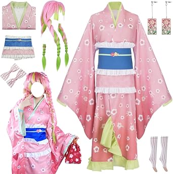 Kanroji Mitsuri Costume Mitsuri Kimono Women Kanroji Maid Dress Halloween Outfit