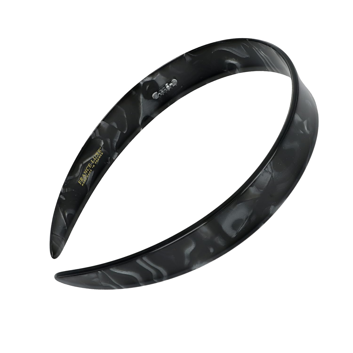 Wide Black Headband for Women, 3/4" Wide Headband, Nacro Marbled Black, Comfortable Flexible Fit with No Slip Gentle Teeth, All-Day Hold | France Luxe