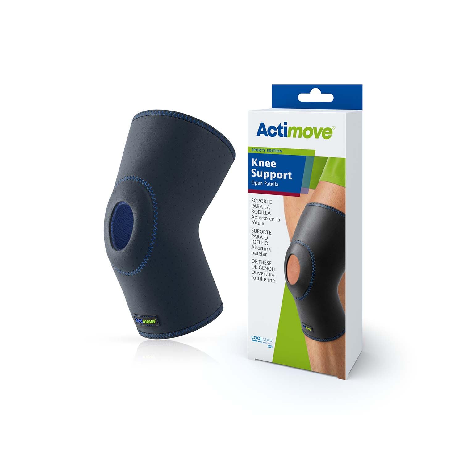 Actimove Sports Edition Knee Brace, Open Patella | Compression Sleeve for ACL MCL Injury Recovery Support, Black, X-Large