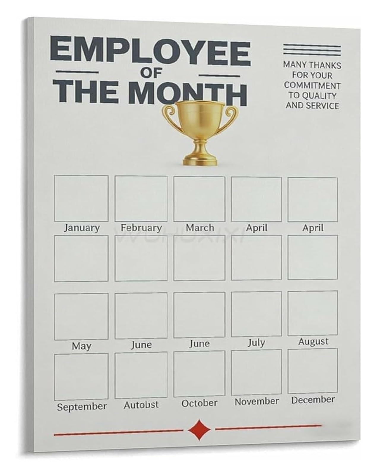 UYCUODLUY Team Appreciation Display Poster for Employee of the Month Photos and Recognition(Framed,12x18inch(30x45cm))