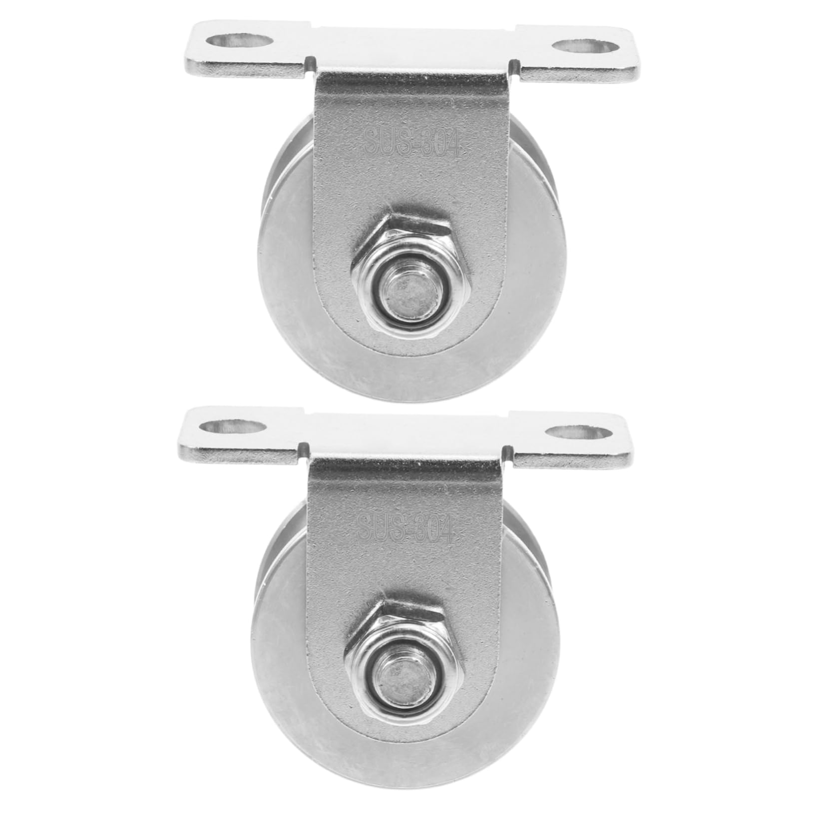Carrucola a U in Acciaio Inox 2 Pezzi per Porte Scorrevoli | Cuscinetti Interni, Finitura Argento, Montaggio Stabile e Sicuro, Uso per Sistemi a Puleggia