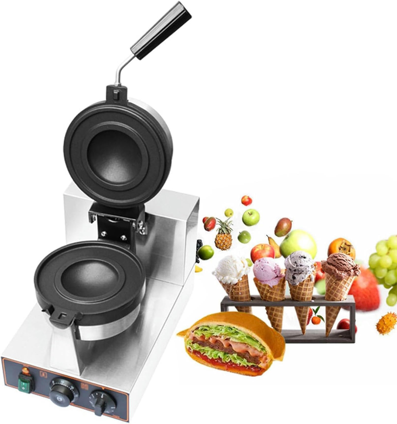 AYCDL Waffle Makers,Cheese Baker,Non-Stick Waffle Maker,Double Sided Heating Burger Machine,Time and Temperature Control