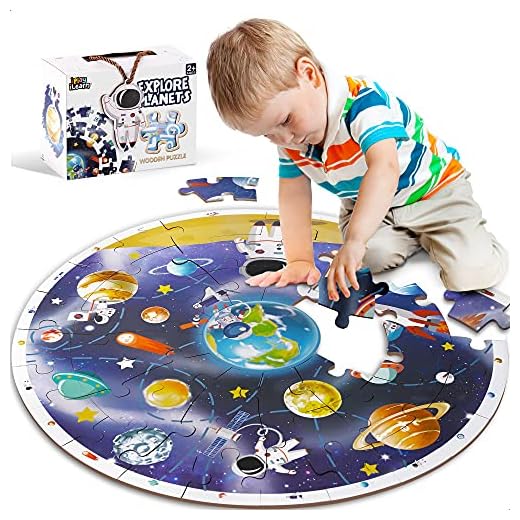 iPlay, iLearn Kids Puzzle Ages 4-8, Wooden Solar System Floor Puzzles Ages 3-5, Large Round Space Planets Jigsaw Puzzle Toys, Educational Learning Gifts for 6 7 8 Year Old Toddlers Boys Girls Children