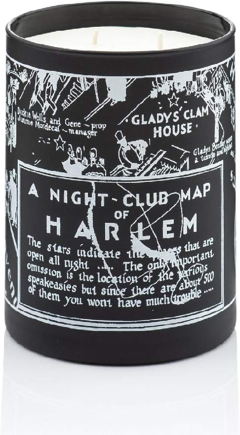 Harlem Candle Company Langston Map Luxury Candle, 11 oz Black Glass Jar with Harlem Map Print, Double Wick, Soy Wax, Gift Box, Jasmine, Sandalwood, Nutmeg, Cloves, Vanilla, Leather, and Amber