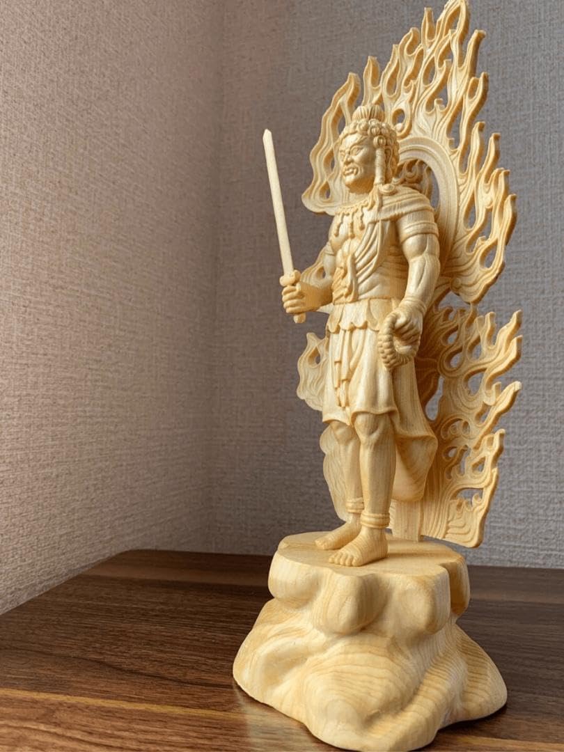 木彫 不動明王 仏像 室町〜江戸時代 不動明王像 仏頭 木彫 不動明王