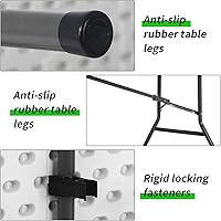 Vista 5 de Mesa plegable portátil de plástico de 6 pies y 71 pulgadas, parte superior resistente con asa de transporte, interior y exterior, patio, camping