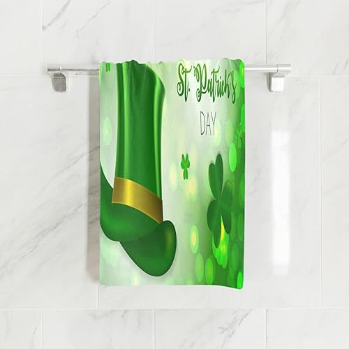 Miniatura 2 de Toallas de mano con sombrero de duende del día de San Patricio, toalla de baño de trébol verde de 30 x 15 pulgadas, toallas para la punta de los