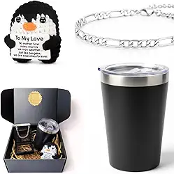 Kit Presente Masculino Copo Térmico Inox Premium Bracelete Prata Aço Inoxidável Acessório Elegante Surpreenda Namorado Esposo Noivo Dia dos Namorados Aniversário Casamento Natal Criativo Completo