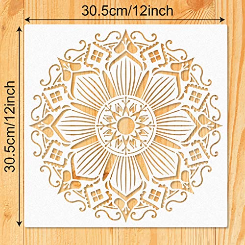 Image of CZONG 9 Pack 12 X 12 Inch Large Rangoli Stencils Mandala Stencil Laser Cut Painting Template For Diy Art|Wall Stencil|Tile Stencil|Floor Stencils-Wall Stencils For Painting Large Pattern