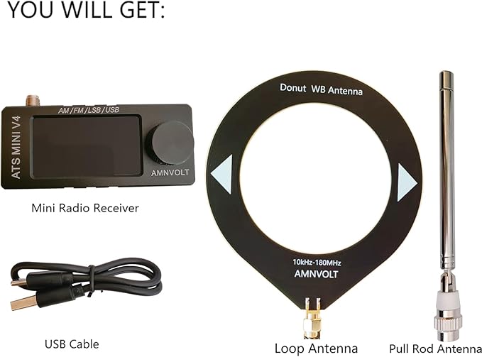 Radios ATS MINI V4B con carcasa metálica, radio portátil SI4732, AM/FM/LSB/USB, con Amplificador de auriculares y altavoz miniatura 6