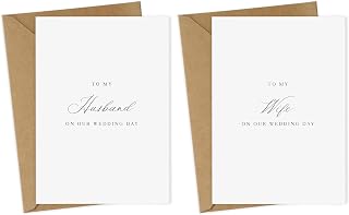 Set of 2 Wedding Day Card for New Couple, To My Husband and Wife On Our Wedding Day, Card Set for Husband And Wife