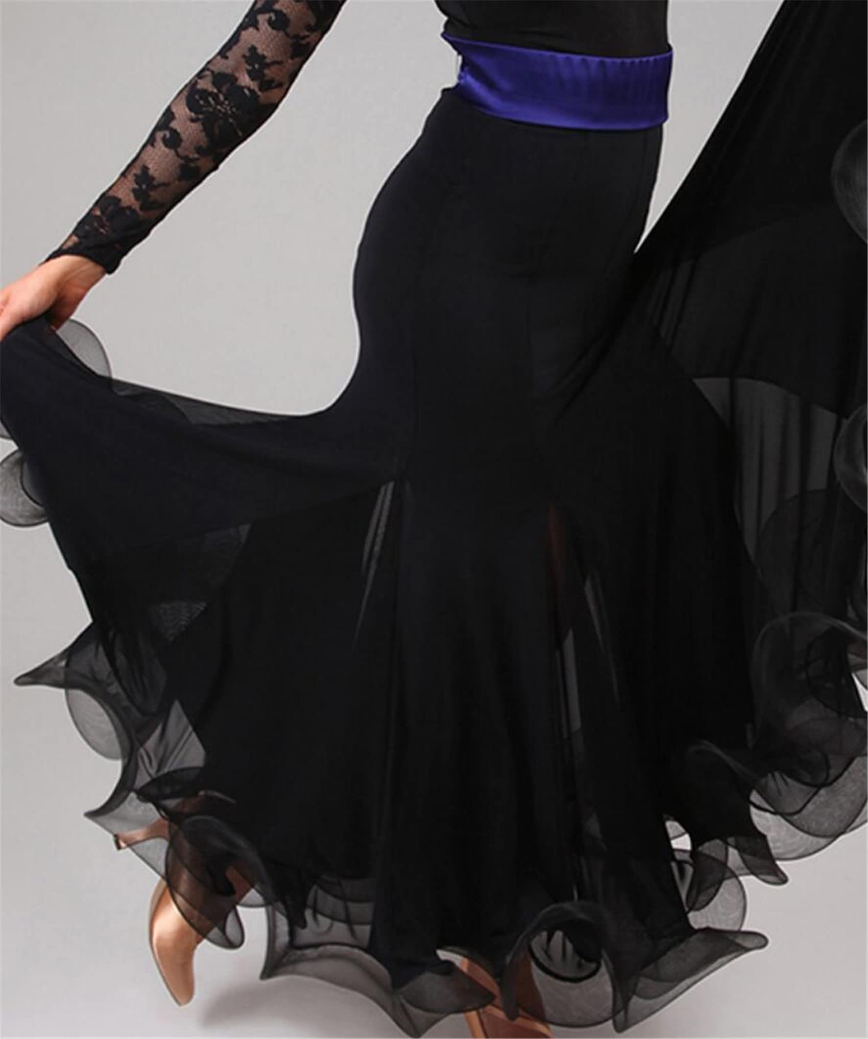 OTMYIGO Damen Ballsaal Tanzrock Lang Swing Modern Standard Walzer Wettkampf Tanzkleid Bauchtanz Latein Tango Show Röcke