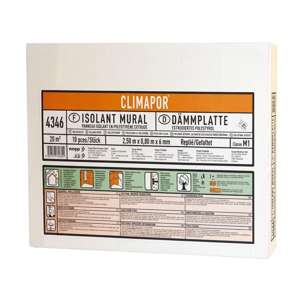 Lemag Pannello Isolante Sottoparato 2,5 x 0,8 m Spessore 6 mm - 10 Pezzi, 20 mq - Polistirene Estruso Antimuffa e Anticondensa per Pareti Fredde - Sotto Carta da Parati e Pittura