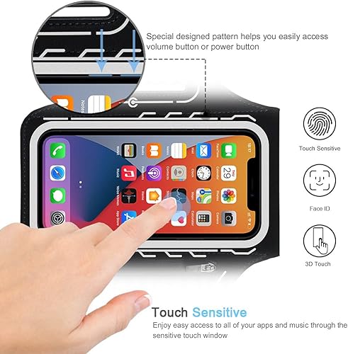 Miniatura 2 de Brazalete para iPhone 17 16 15 14 13 12 Pro con soporte para Airpods, entrenamiento de gimnasio y correr (negro)