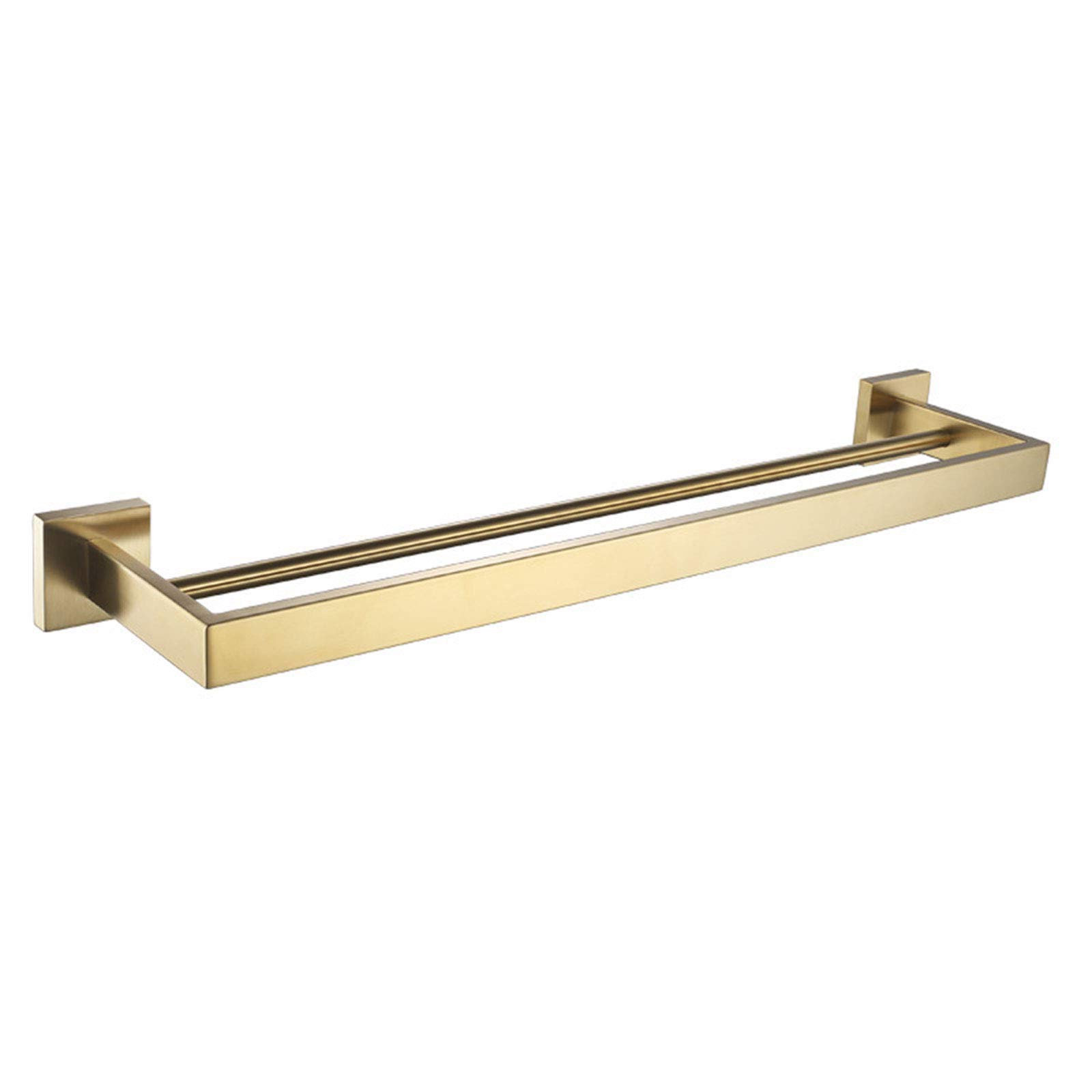 FGXHHS Golden Stainless Steel Towel Rail,Wall Mounted Kitchen Rack with Rust Proof Waterproof,Screws Mounting Holder for Toilet Bar Bathroom Hotel Restaurant,60cm,1 (2 Bar)