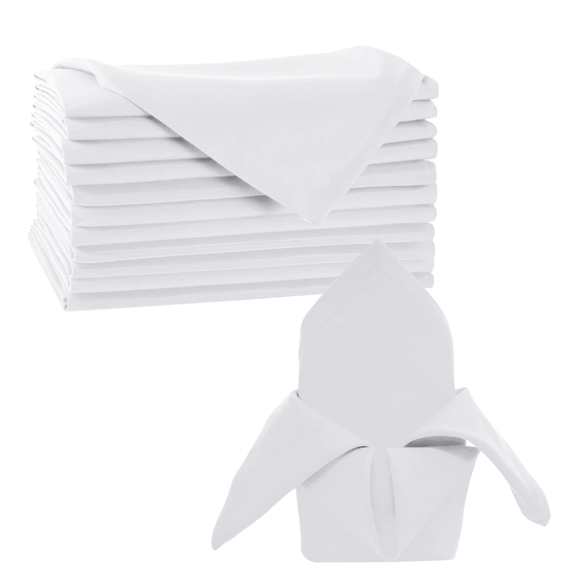 Trimming Shop White Cloth Napkin - Christmas Dinner Napkins 100% Spun Polyester, 50 x 50cm, Stain-Resistant, Durable, Machine Washable, Reusable Serviette Table Linen for Holiday Décor (20pcs) — image 1