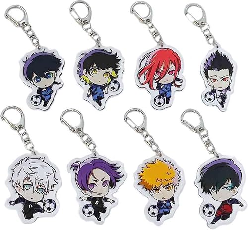 JCvCX Anime Blue Lock Keychain Meguru Bachira Cosplay Keychains Hyouma Chigiri Acrylic Keychain Figure Keyring Car Key Chain