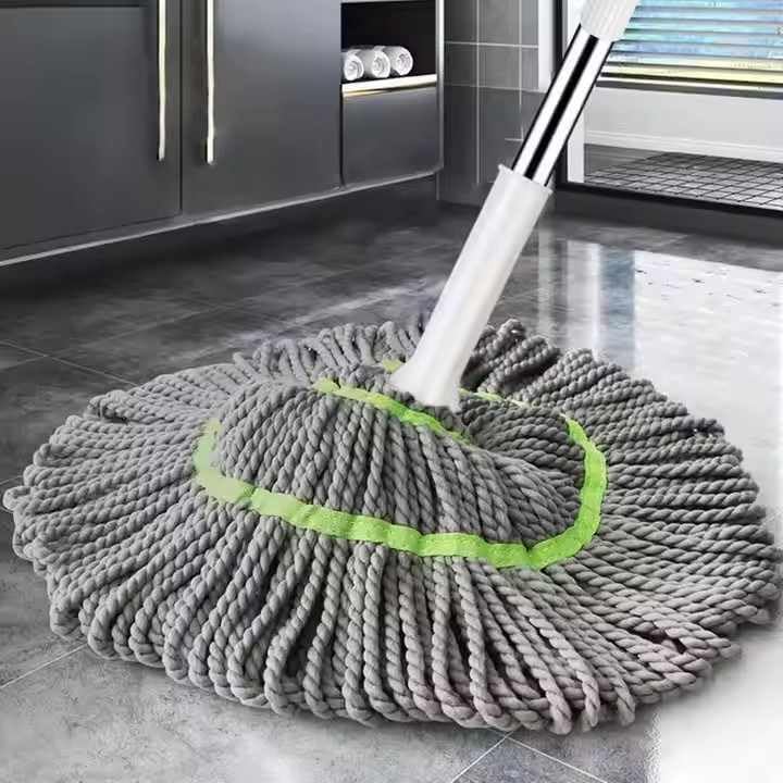Image of Twist Mop. Self Wringing Squeeze Mop. Telescopic Extendable Long Handle. Reusable Microfiber. All Floor Cleaning. Wet & Dry Use. Home & Office.