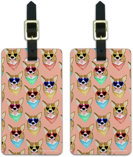 Corgi Juego de 2 tarjetas de transporte con diseño de gafas de amor para perro y cachorro