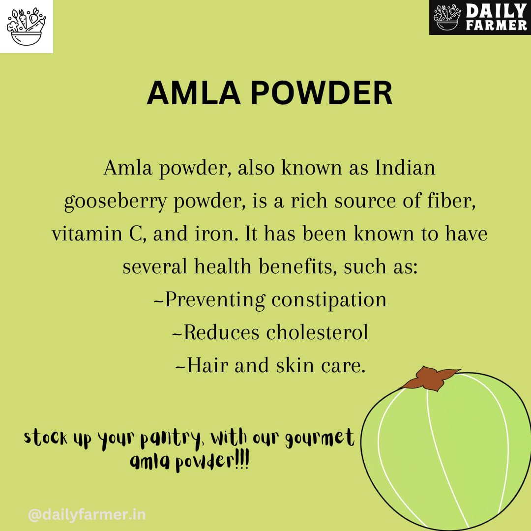 DAILY FARMER Premium Dried Seedless Amla Powder 200 Grams|Indian Gooseberry Powder|For Face, Body And Drinking|100% Pure|Face Pack|No Additives — Amazon image 4