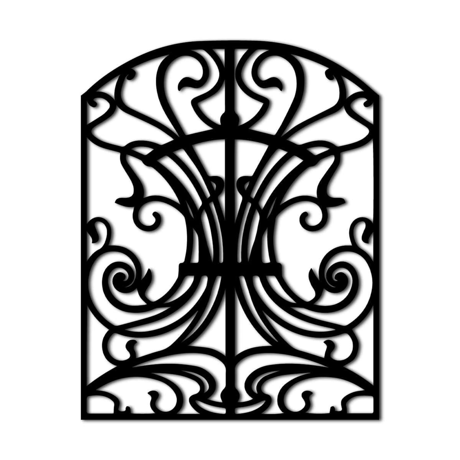 Metalowa dekoracja ścienna, salon, elegancki wzór zwoju (40 cm)