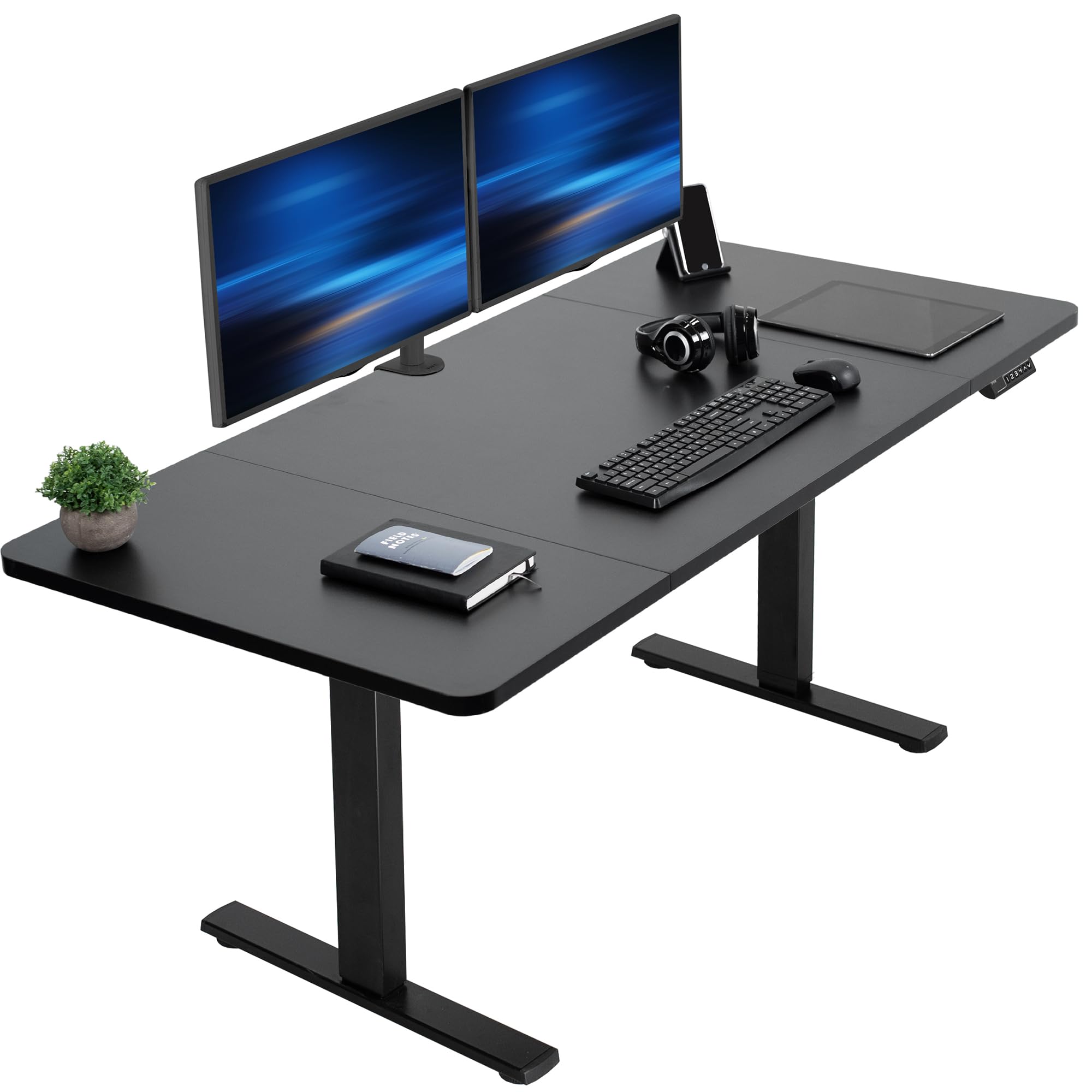 VIVO Electric Height Adjustable 60 x 30 inch Memory Stand Up Desk, Black Table Top, Black Frame, Standing Workstation with Preset Controller, 1B Series, DESK-KIT-1B6B-30