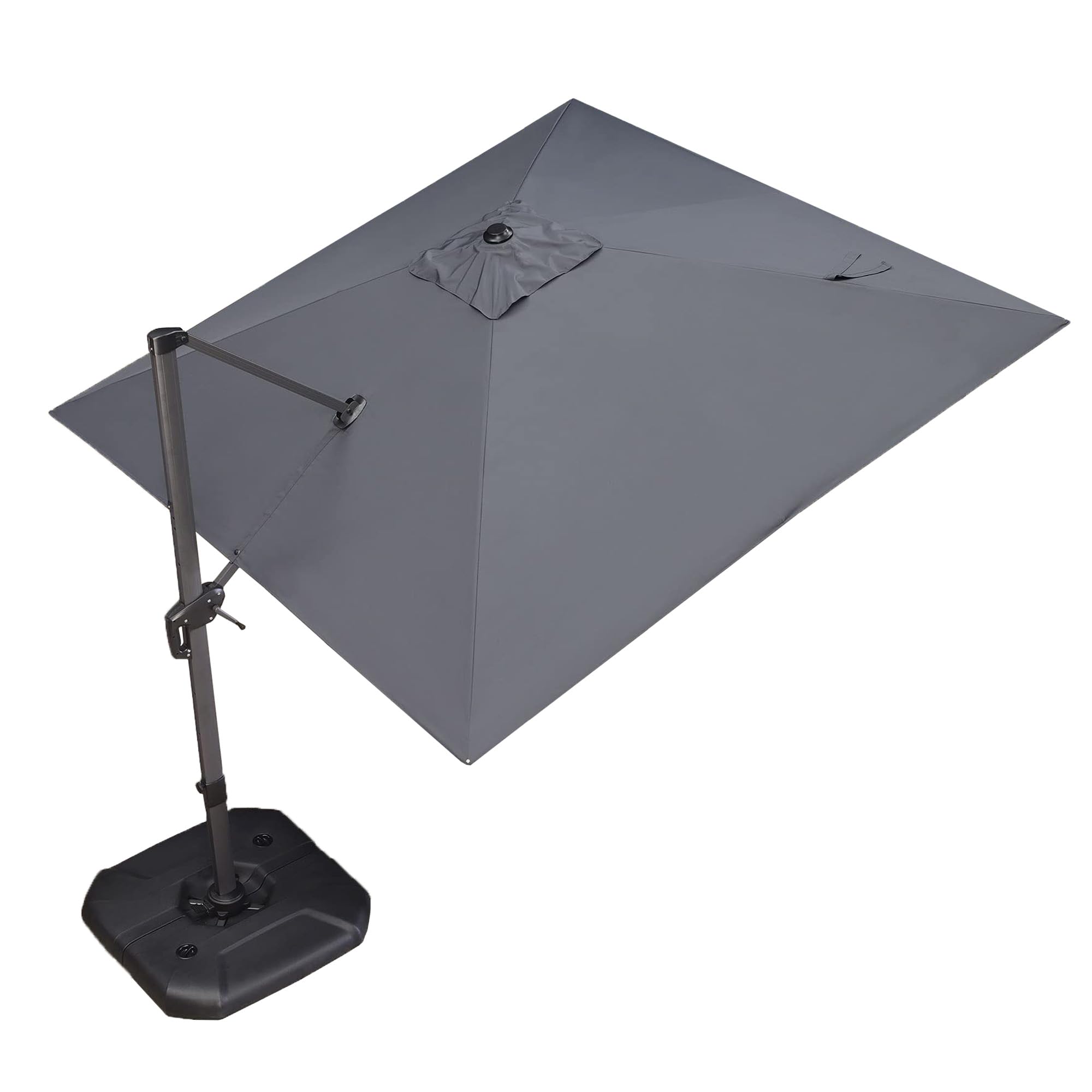PURPLE LEAF Ombrellone da Giardino 3 x 3 m, Ombrelloni da Esterno in Alluminio con Rotazione di 360° e 5 Posizioni Regolabili, Ombrellone Decentrato con Base a Croce, Protezione UV, Grigio