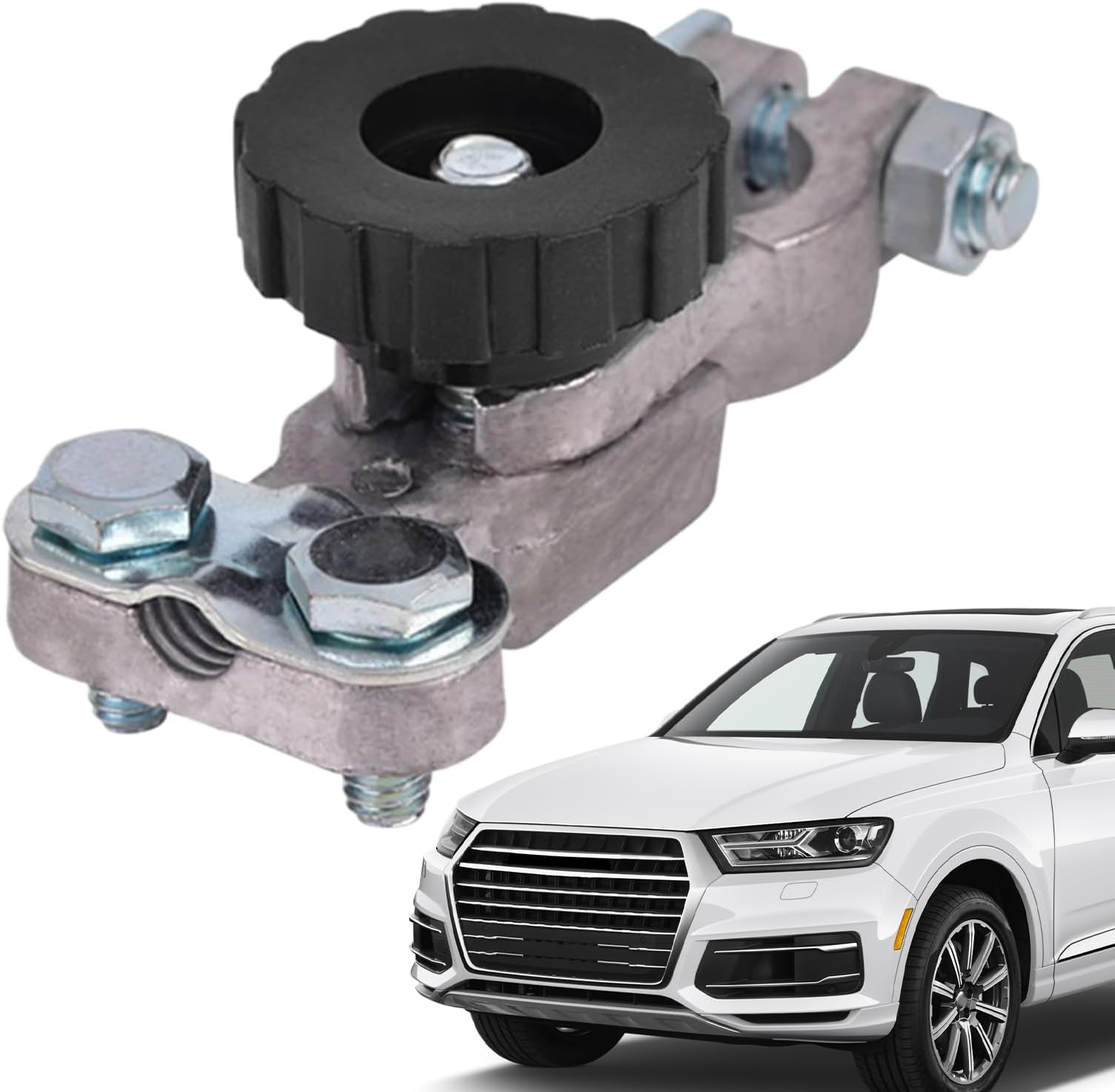 Battery Isolator Button | Heavy Duty Battery Disconnect Tool | Fixed Handle Isolator, Top Mount Knob Clamp, Marine Power Key For Racing Car, Van