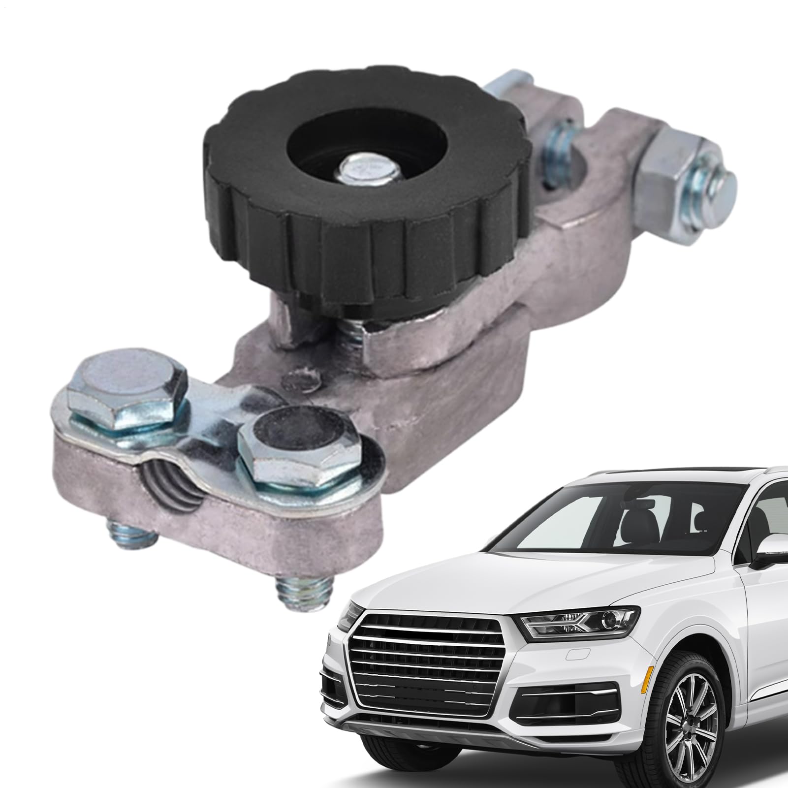 Battery Isolator Button | Heavy Duty Battery Disconnect Tool | Fixed Handle Isolator, Top Mount Knob Clamp, Marine Power Key For Racing Car, Van