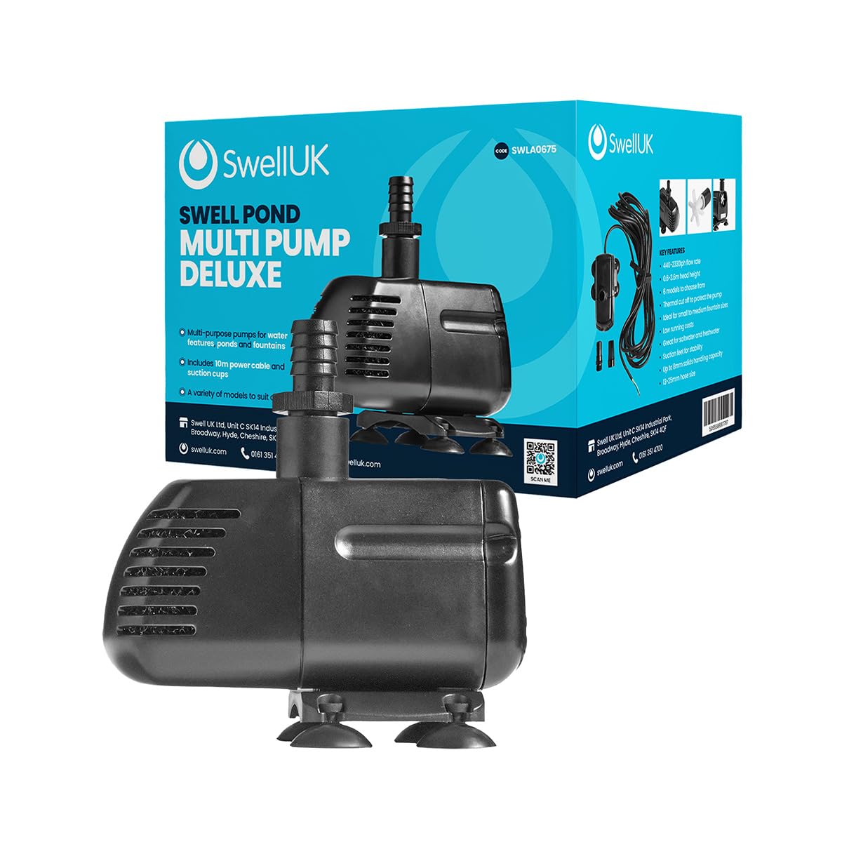 Swell Multi Pump Deluxe 2330 LPH | Water Features, Ponds and Fountains | 10m Power Cable | Energy-Efficient | 3 Year Guarantee
